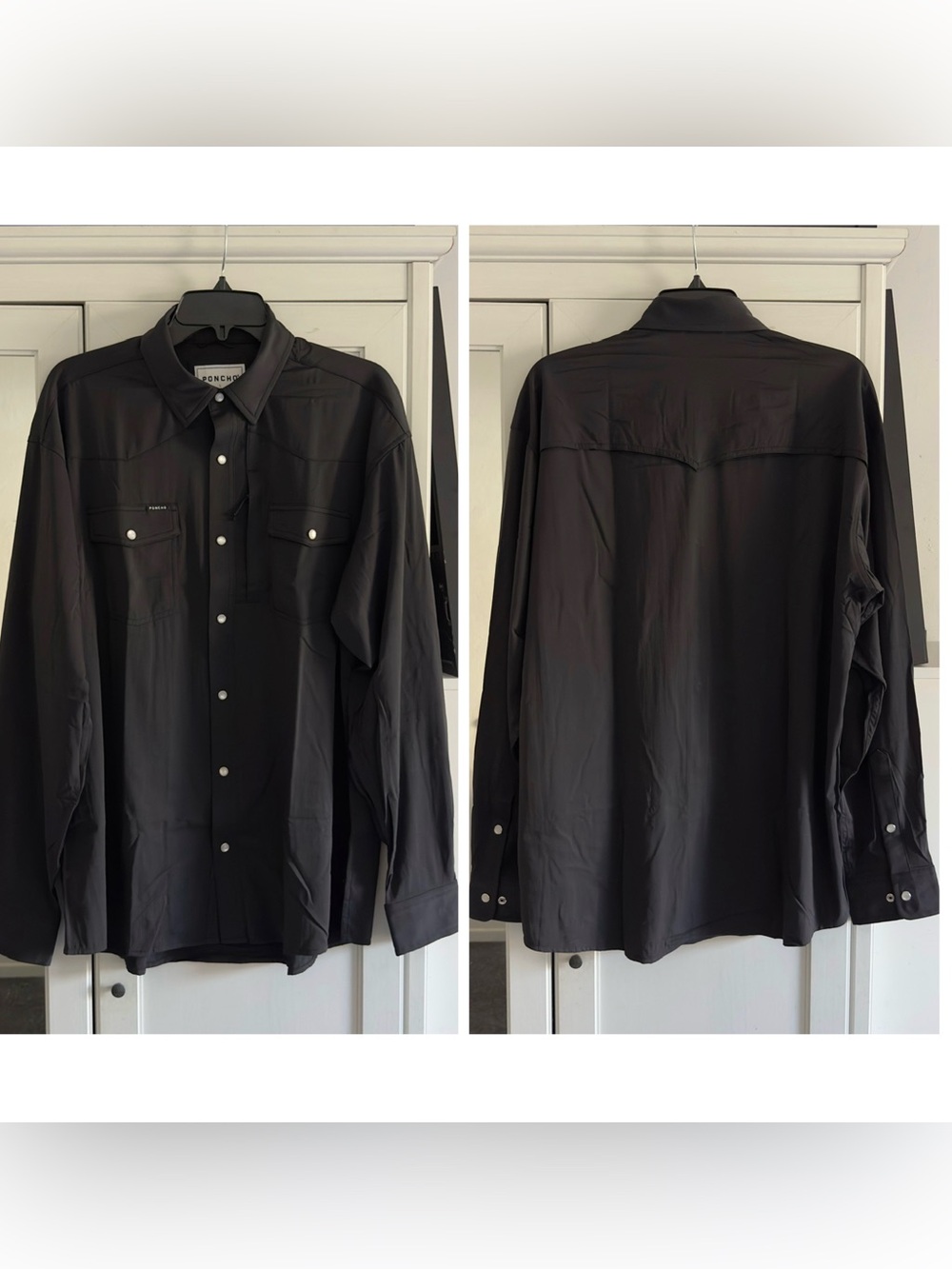 Poncho The Piedras Negras Long Sleeve Shirt Black Men's Size Large Regular Fit
